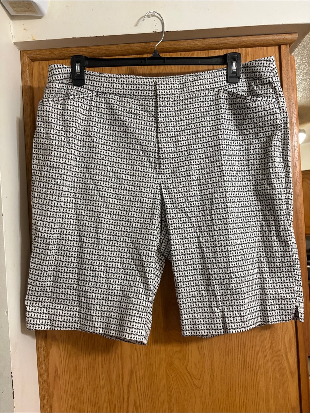 Coldwater Creek Black and White Geometric Bermuda Shorts